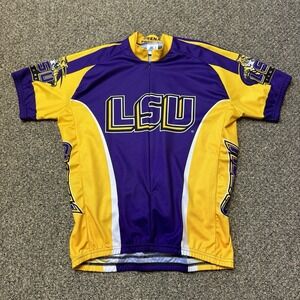 LSU Cycling Jersey 1/4" Zip Men's XL Purple Gold NCAA Football Geaux Tigers